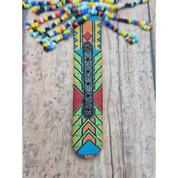 Leather Band Native Seed Bead Jacques Couture Watch Works New Battery Unique - Picture 4 of 9